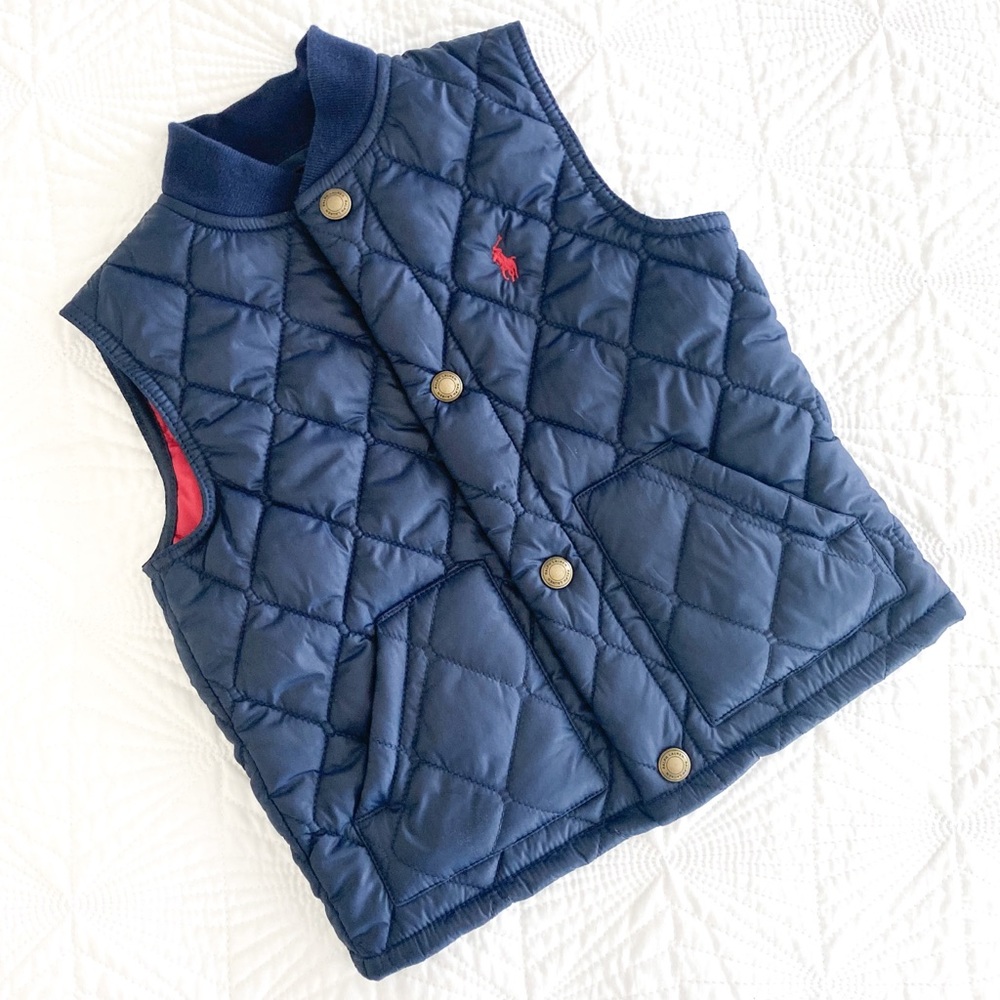 Ralph Lauren Polo Navy Blue Kids Quilted Vest, 18M